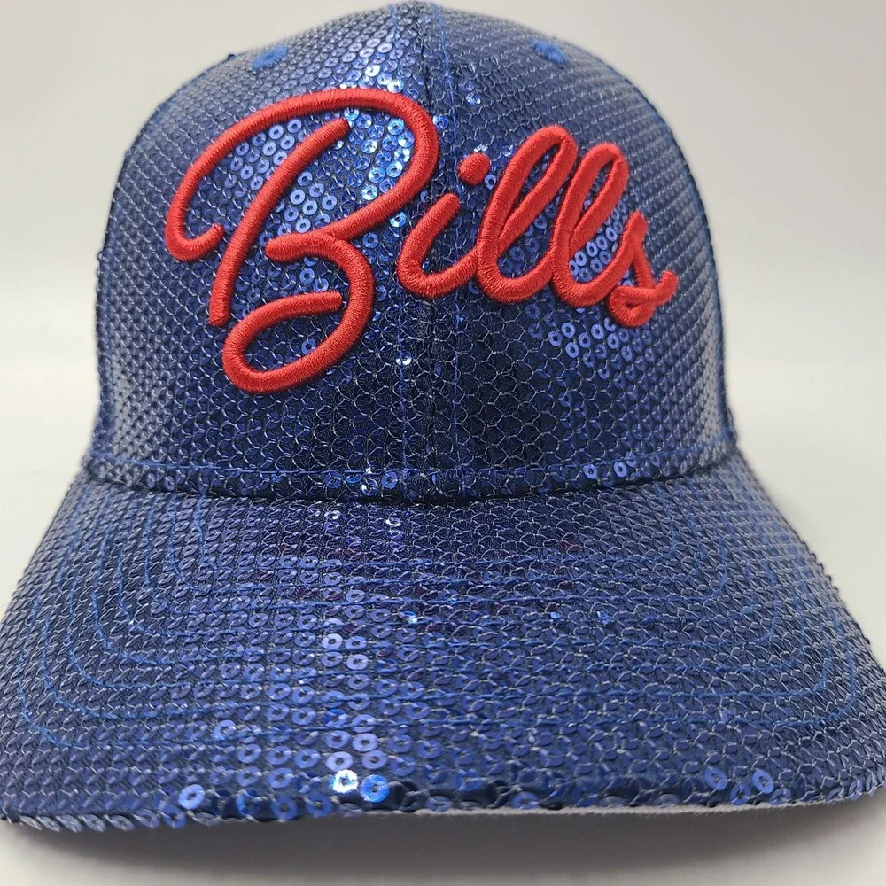 Women Buffalo Bills Hat Snapback New Era 9Forty Blue Red NFL Sequins Script Logo